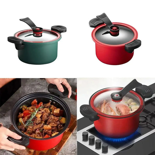 3.5L Micro Pressure Cooker – Non-Stick Iron Pot for Soup, Rice, and Stews (Gas Stove Compatible)