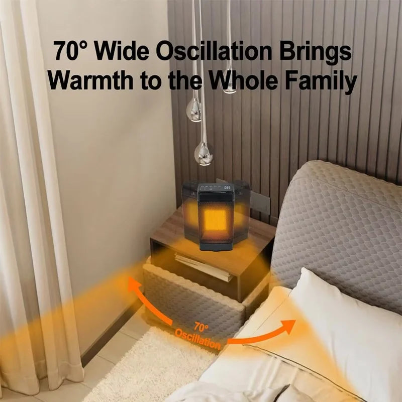 LED Touch Screen Ceramic Heater Fan – PTC Heating Technology with Remote Control, 3-Speed Electric Heater for Home & Desktop Use