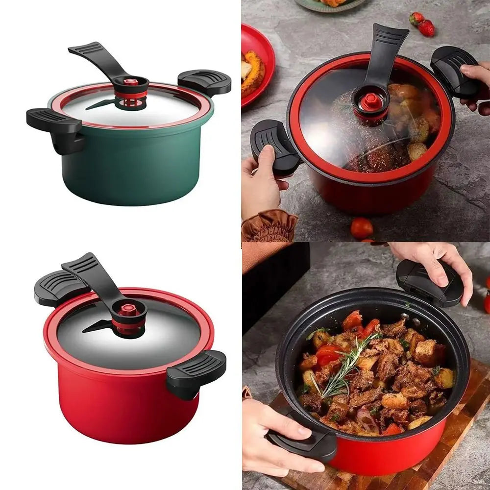 3.5L Micro Pressure Cooker – Non-Stick Iron Pot for Soup, Rice, and Stews (Gas Stove Compatible)